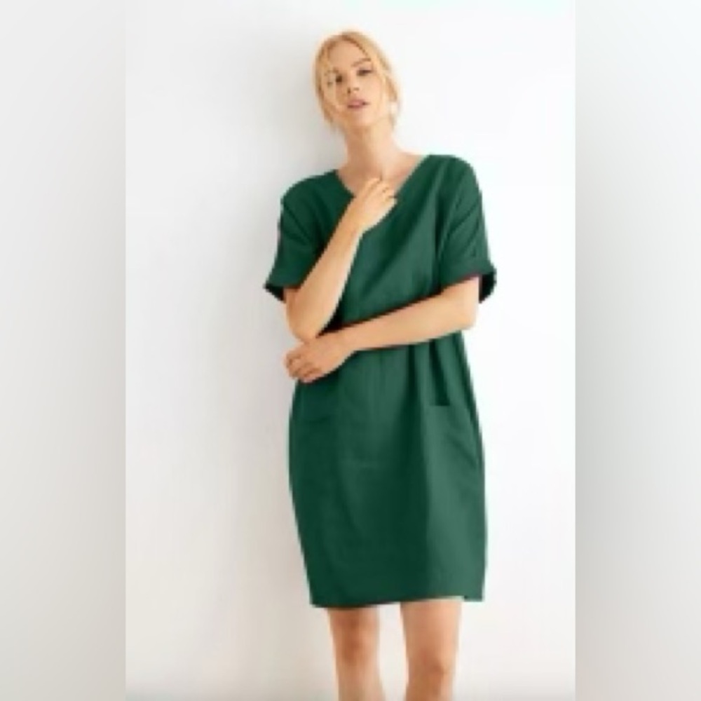 100% linen NEVER WORN Grae Cove dresses, green and taupe! size L